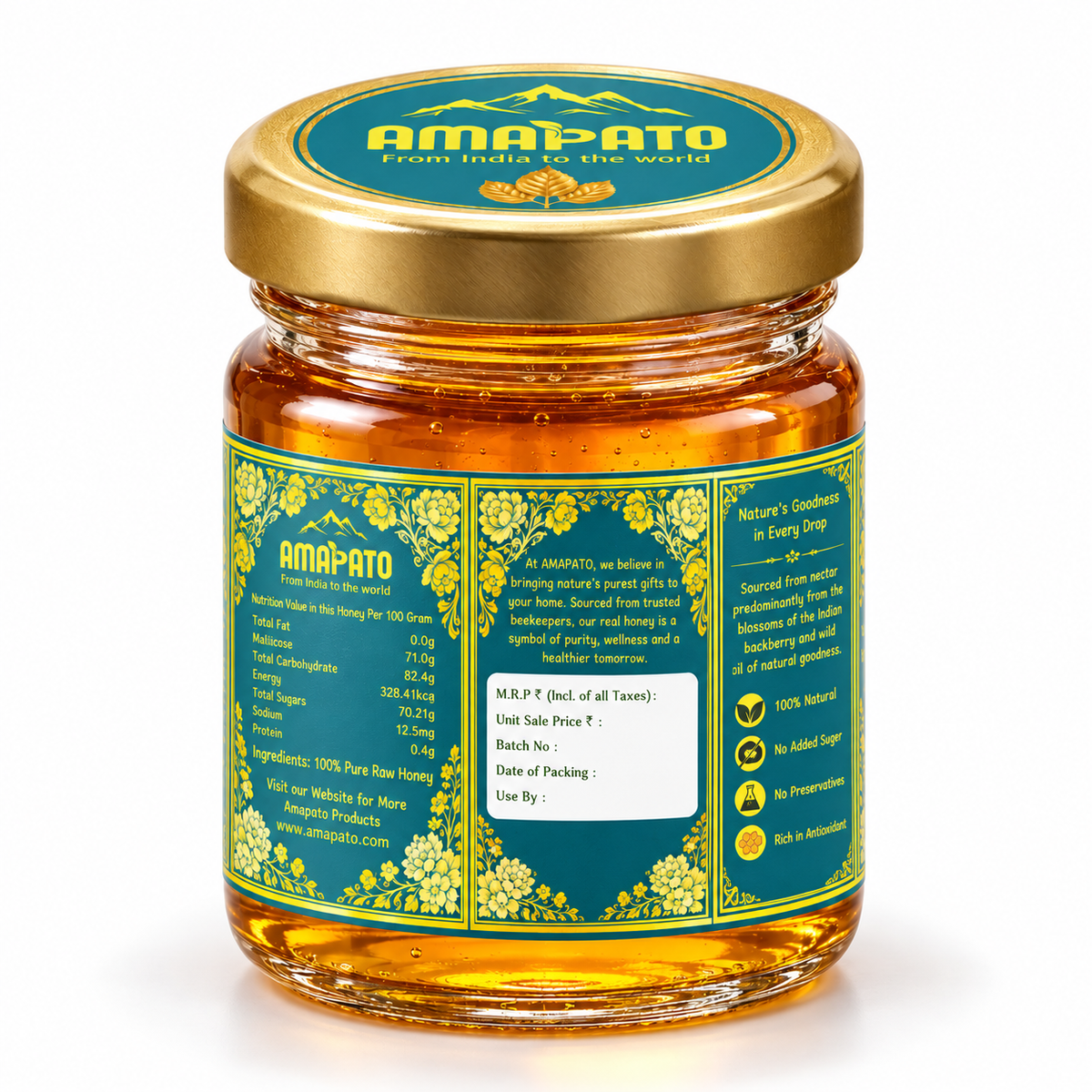 Amapato Tulsi Honey 650g (100% Pure Raw Honey, No Added Sugar)