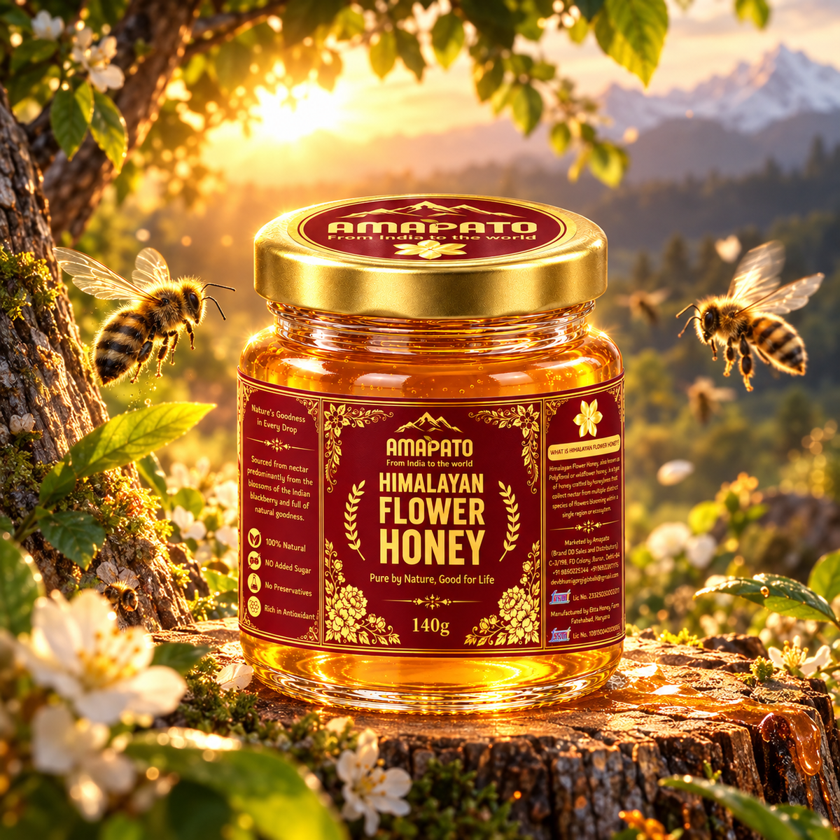 Amapato Himalayan Flower Honey 140g (100% Natural, No Added Sugar, No Preservatives)