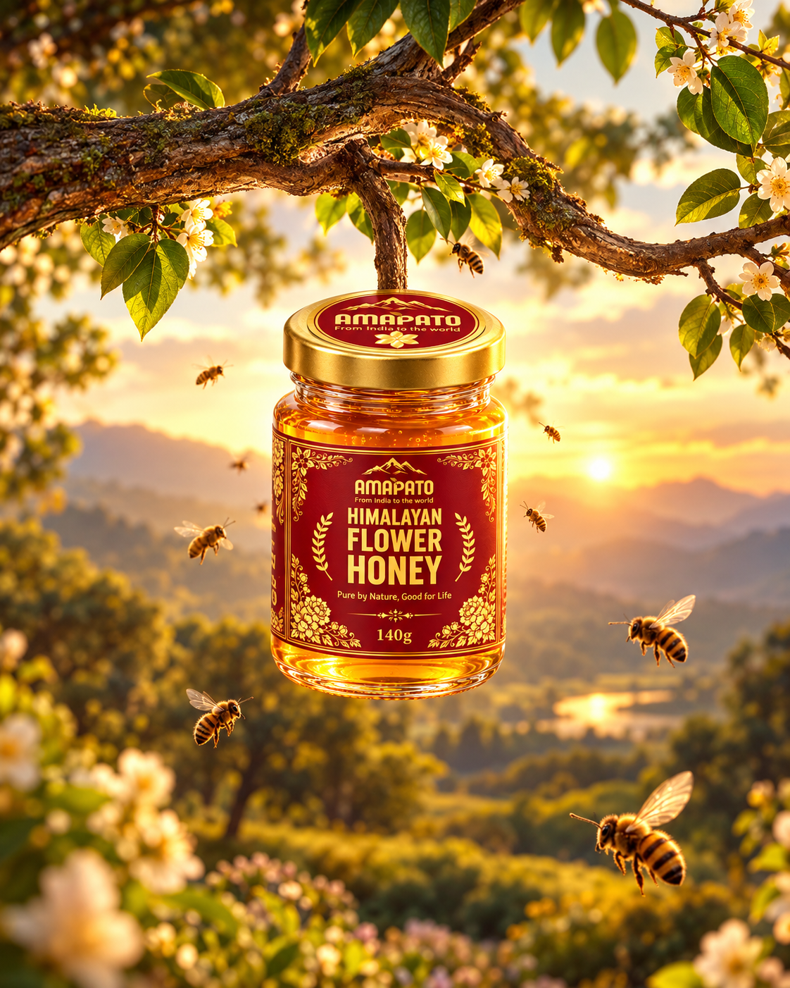 Amapato Himalayan Flower Honey 140g (100% Natural, No Added Sugar, No Preservatives)