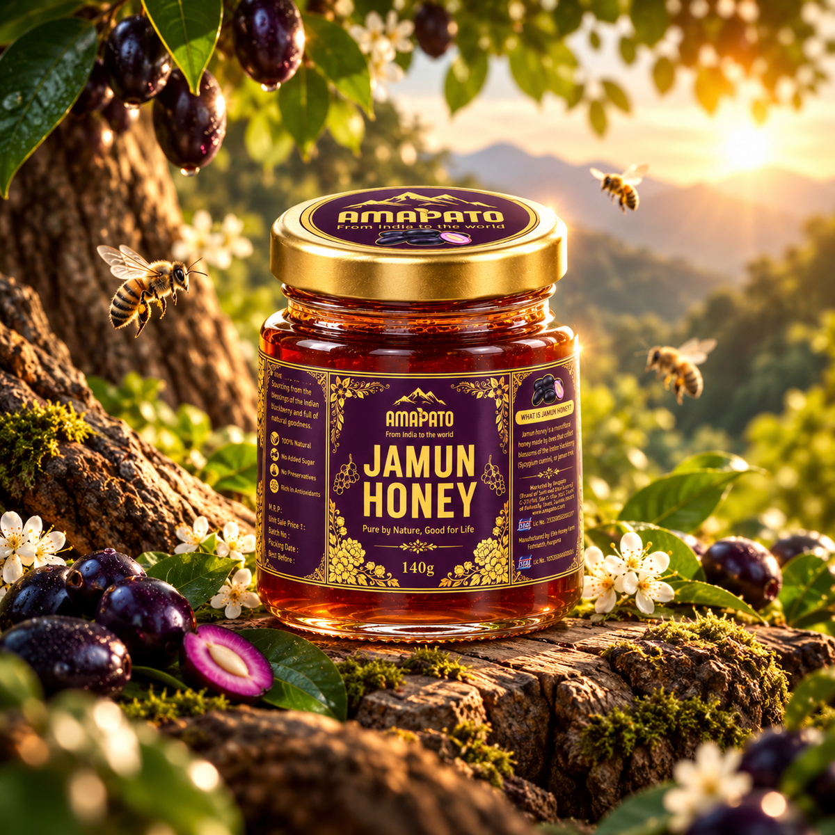 Amapato Jamun Honey 140g (100% Natural, No Added Sugar, No Preservatives)