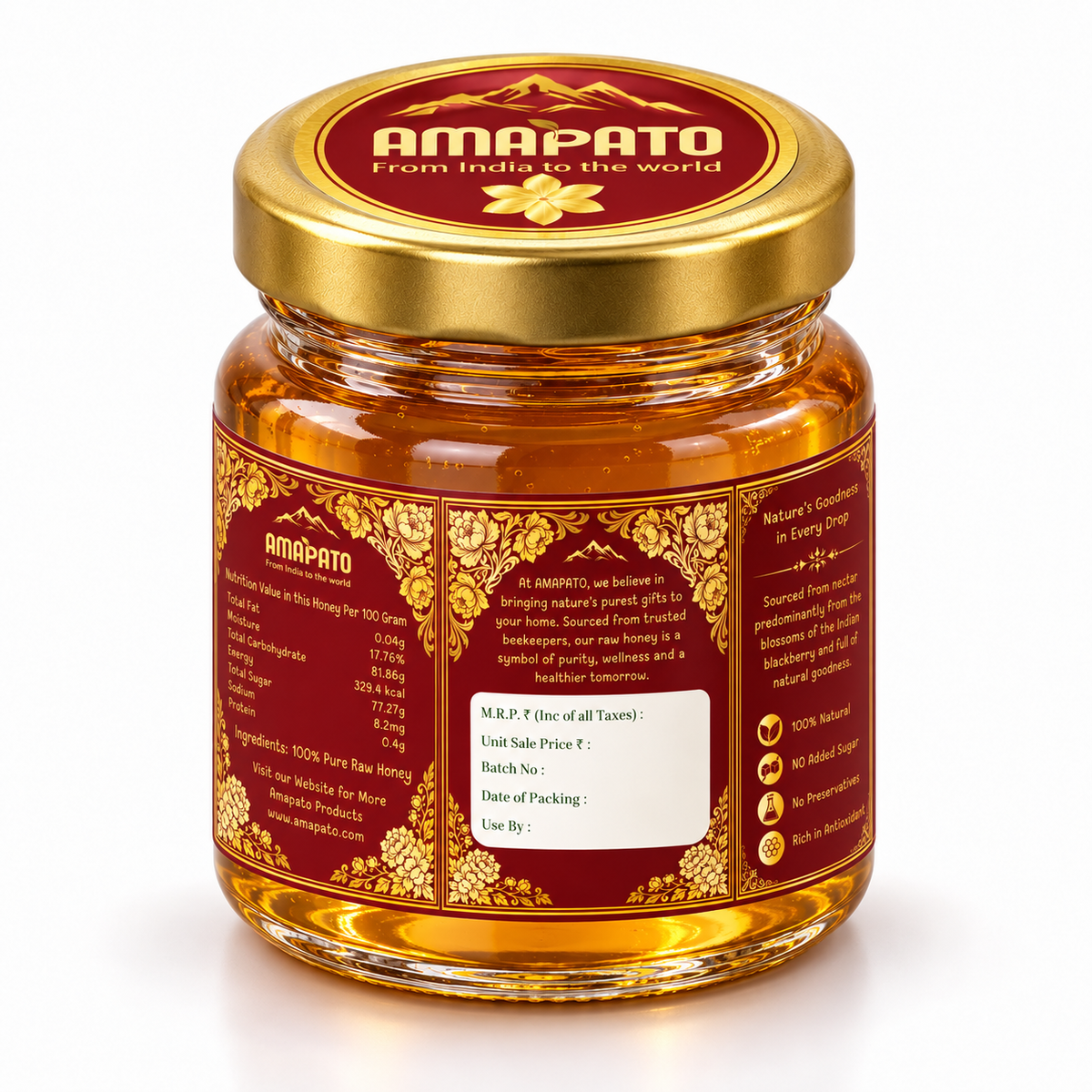 Amapato Himalayan Flower Honey 140g (100% Natural, No Added Sugar, No Preservatives)