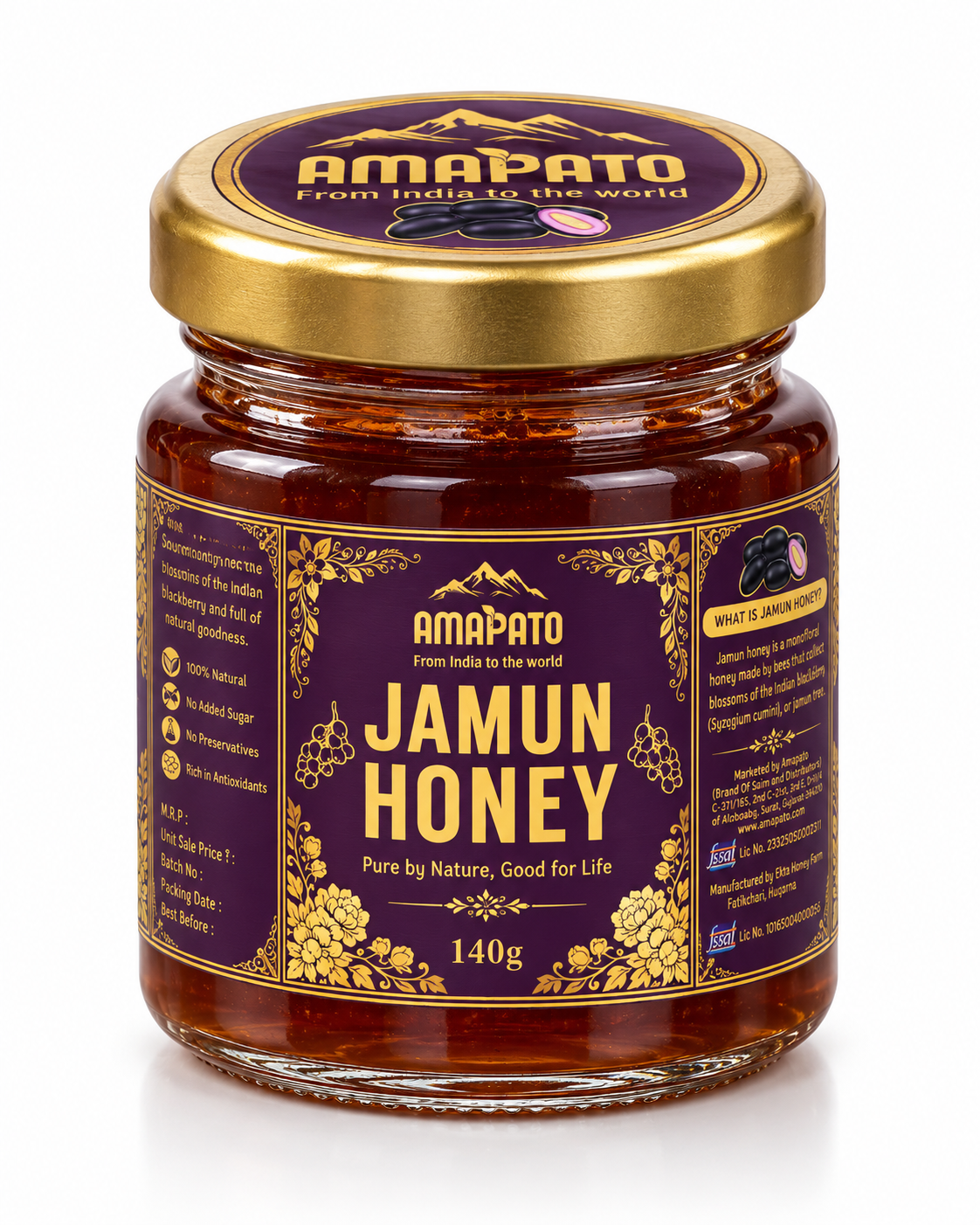 Amapato Jamun Honey 140g (100% Natural, No Added Sugar, No Preservatives)