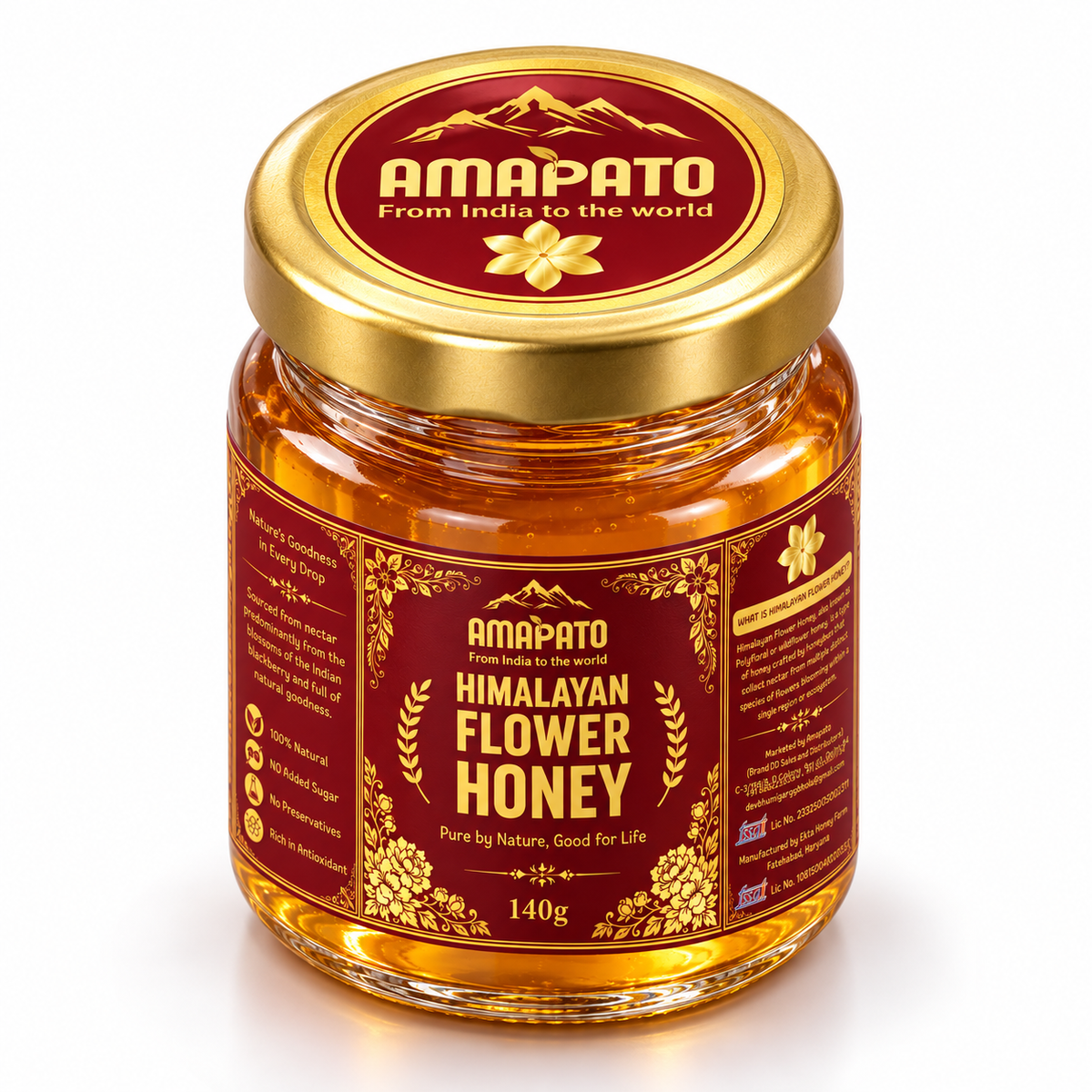 Amapato Himalayan Flower Honey 140g (100% Natural, No Added Sugar, No Preservatives)