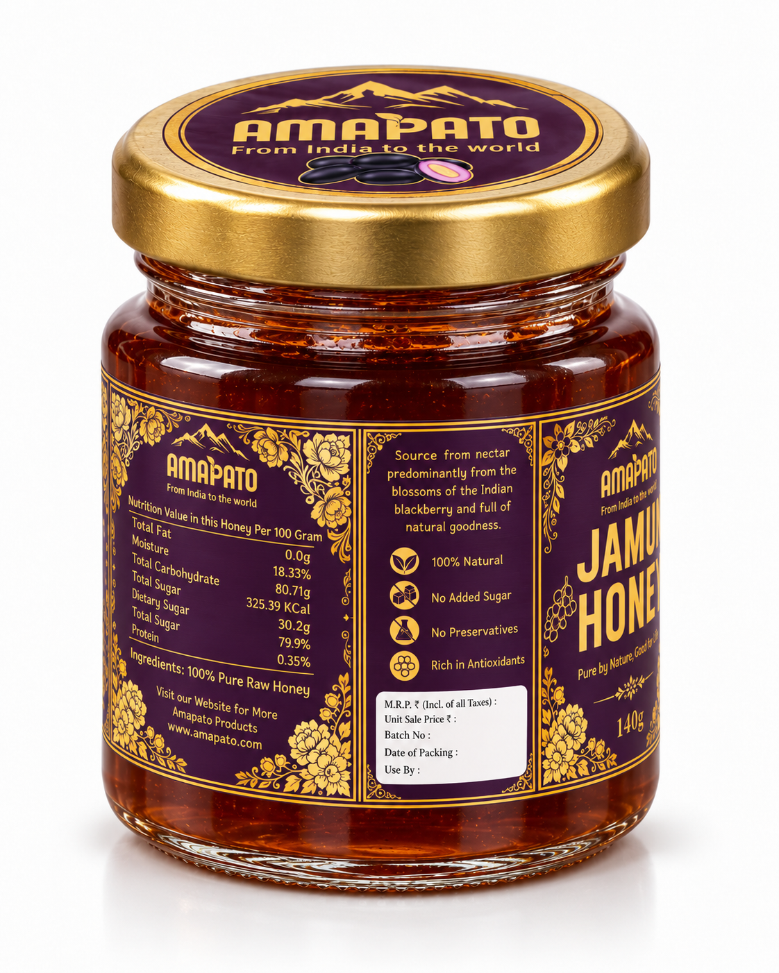 Amapato Jamun Honey 140g (100% Natural, No Added Sugar, No Preservatives)