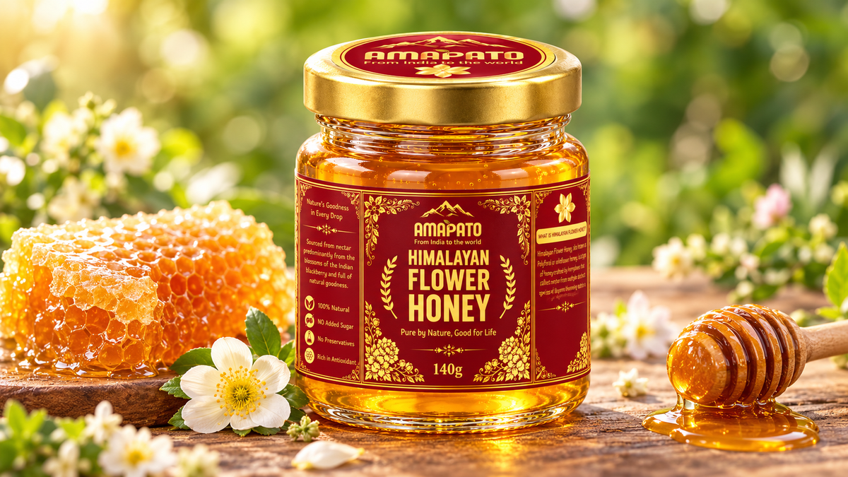 Amapato Himalayan Flower Honey 140g (100% Natural, No Added Sugar, No Preservatives)