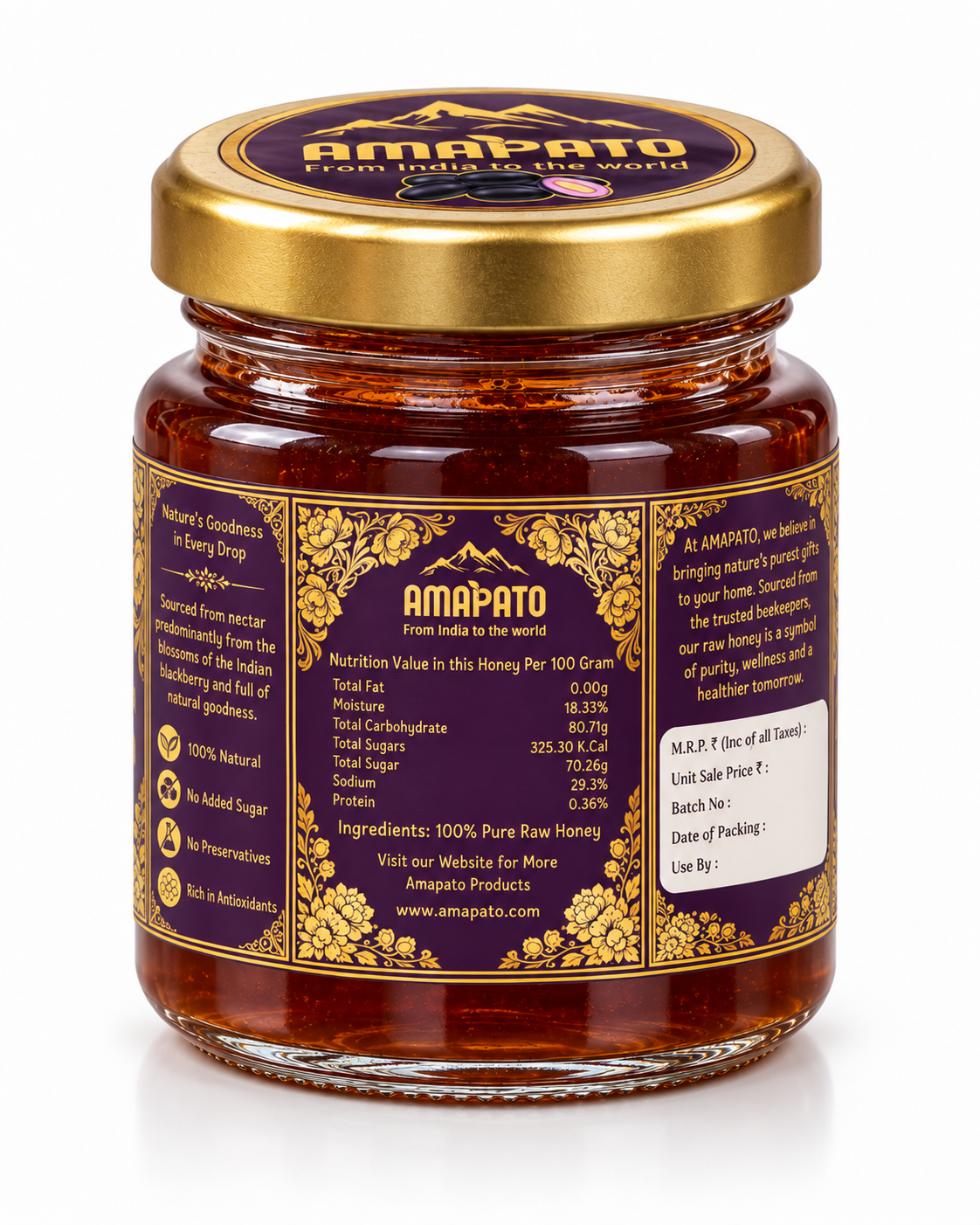 Amapato Jamun Honey 140g (100% Natural, No Added Sugar, No Preservatives)