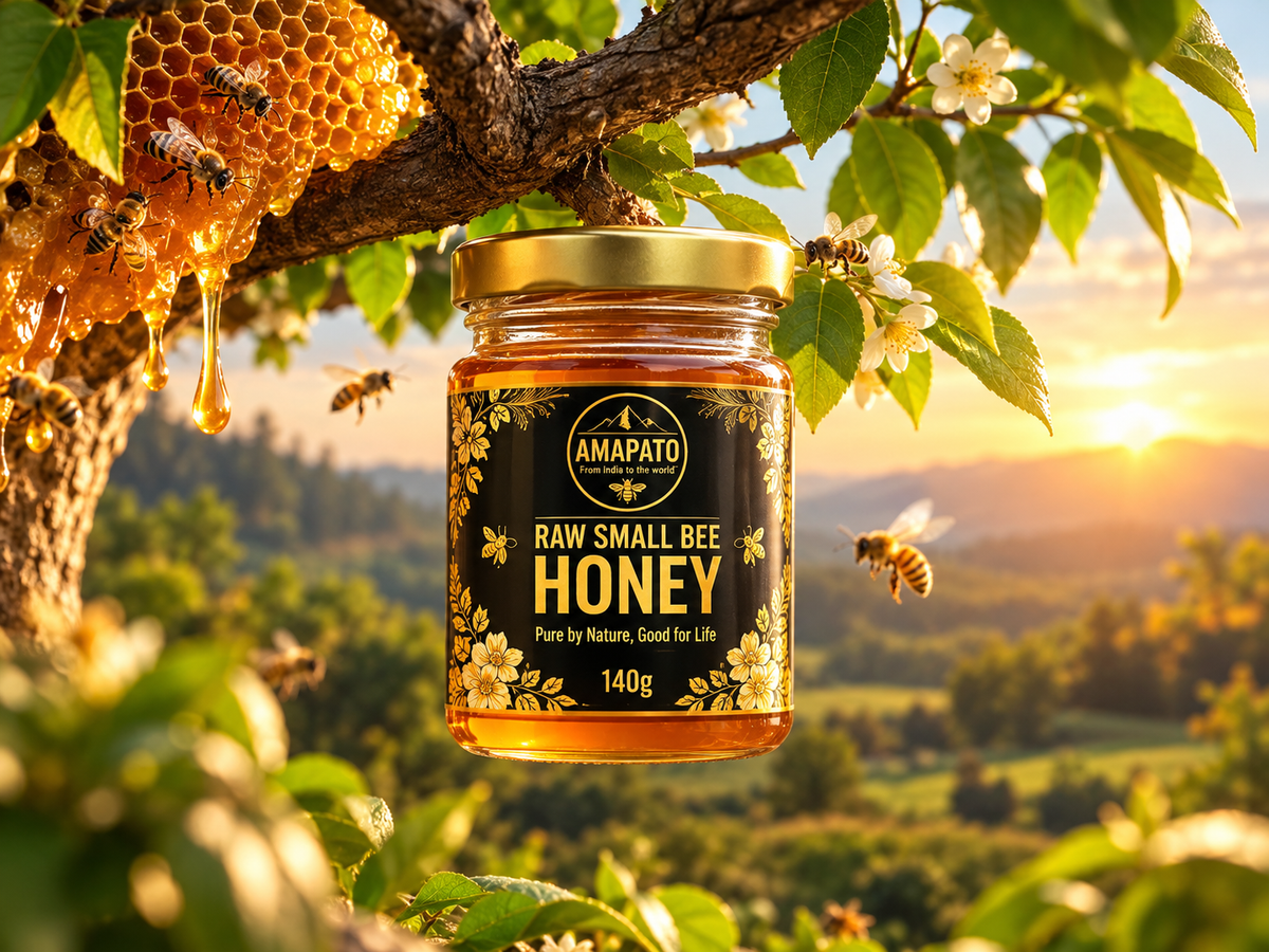 Amapato Raw Small Bee Honey, 40g (100% Pure Raw Honey, No Added Sugar)