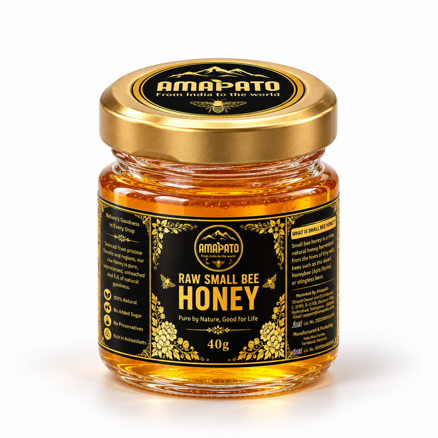 Amapato Raw Small Bee Honey, 40g (100% Pure Raw Honey, No Added Sugar)