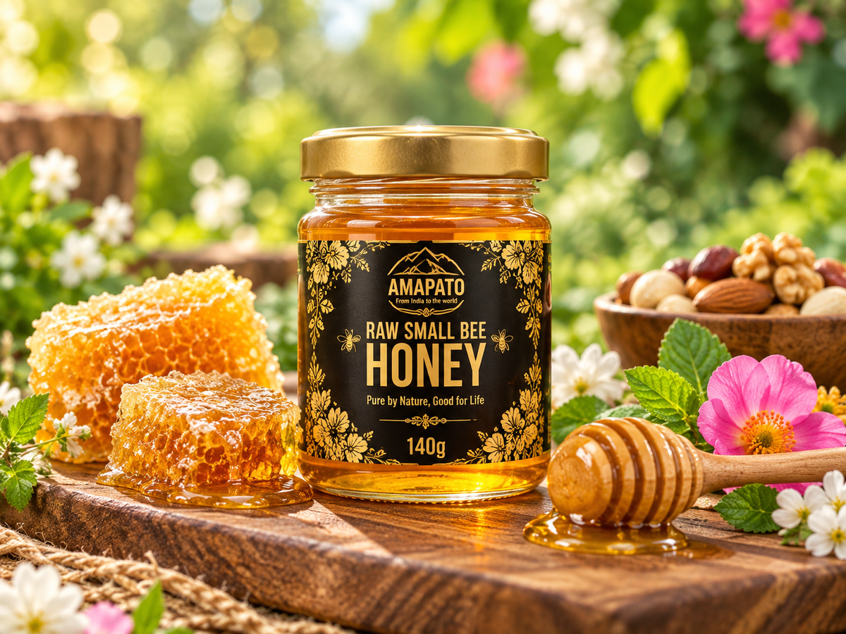 Amapato Raw Small Bee Honey, 40g (100% Pure Raw Honey, No Added Sugar)