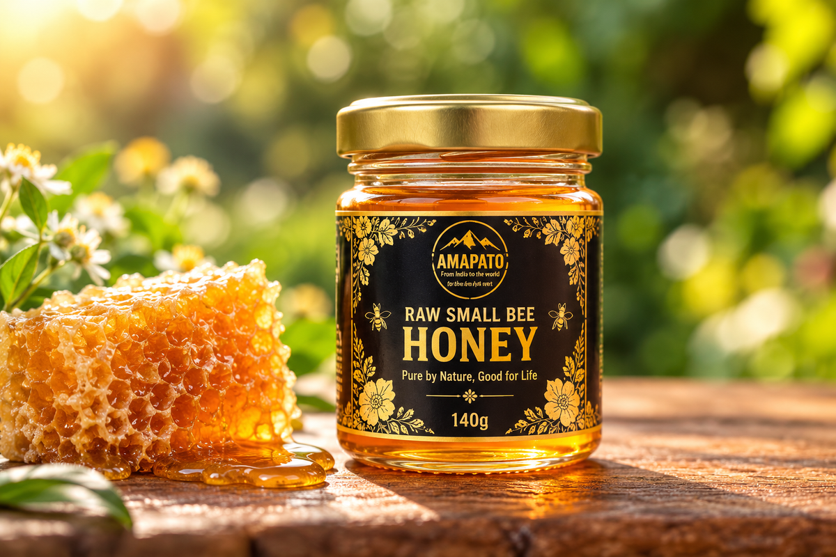 Amapato Raw Small Bee Honey, 40g (100% Pure Raw Honey, No Added Sugar)