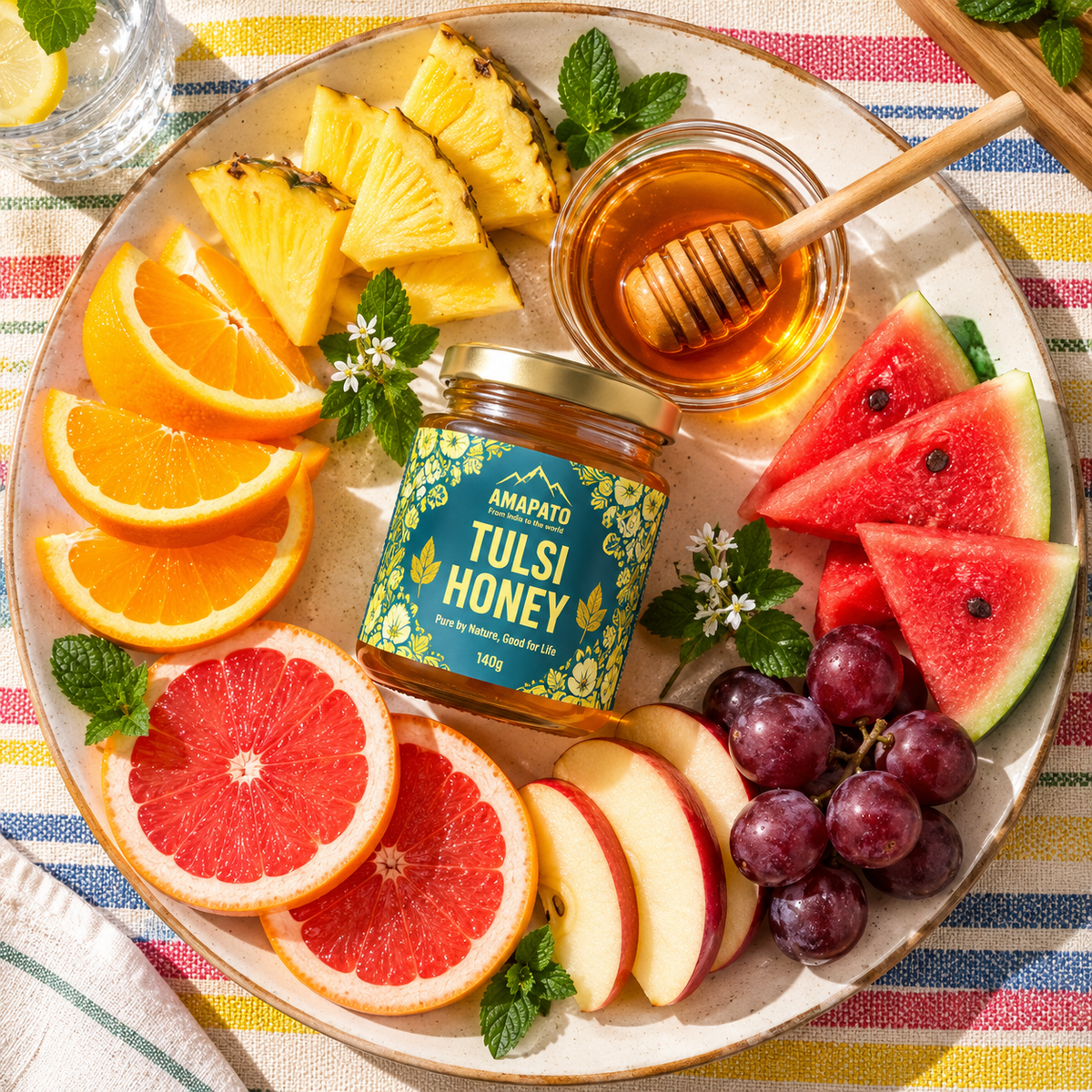 Amapato Tulsi Honey 140g (100% Pure Raw Honey, No Added Sugar)