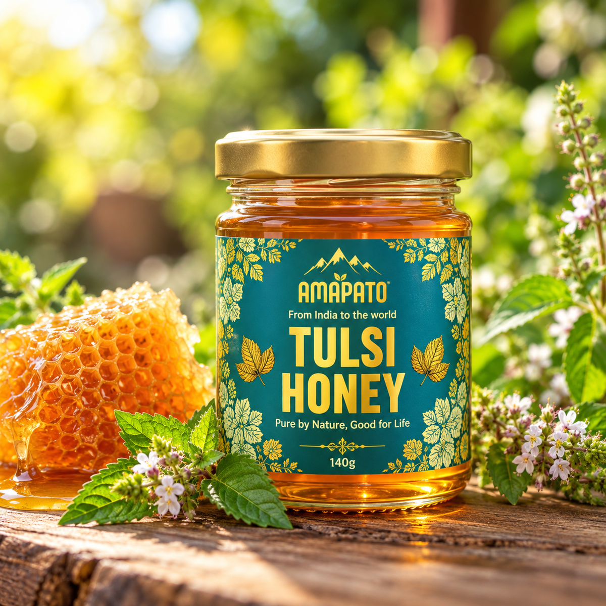 Amapato Tulsi Honey 140g (100% Pure Raw Honey, No Added Sugar)