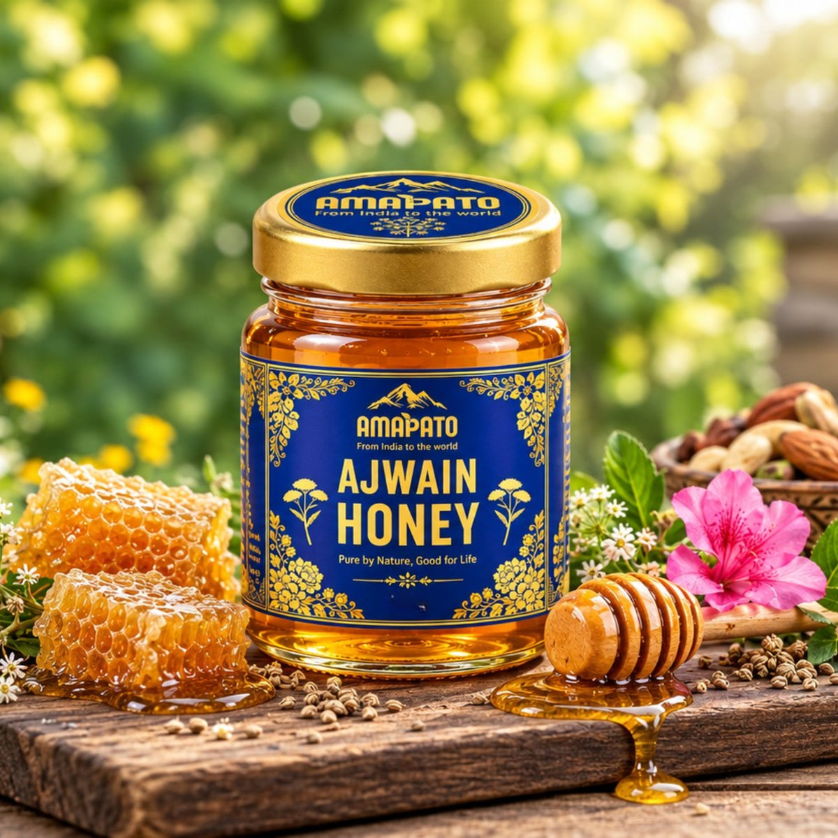 Amapato Pure Ajwain Honey, 650g (100% Natural, No Added Sugar, No Preservatives)
