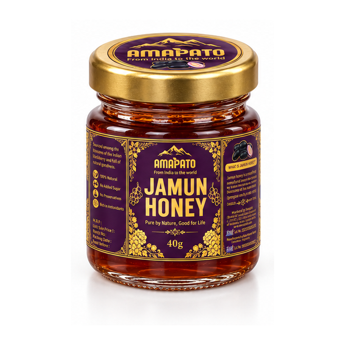 Amapato Jamun Honey 40g (100% Natural, No Added Sugar, No Preservatives)