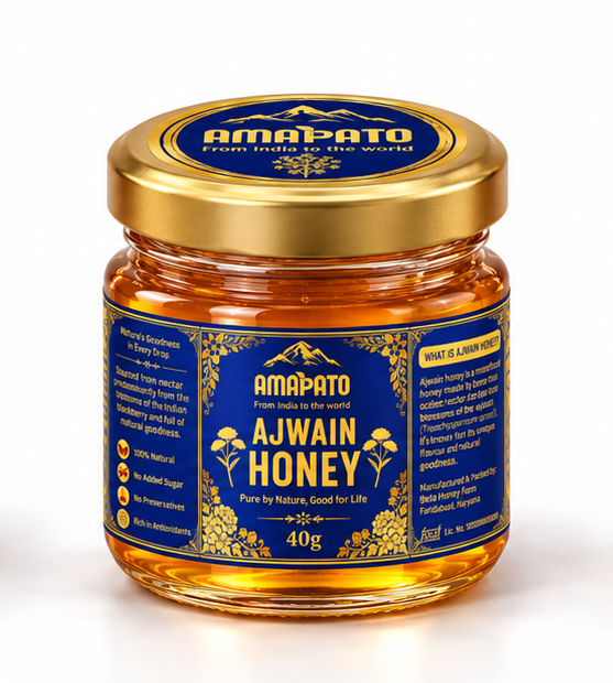 Amapato Pure Ajwain Honey, 40g (100% Natural, No Added Sugar, No Preservatives)