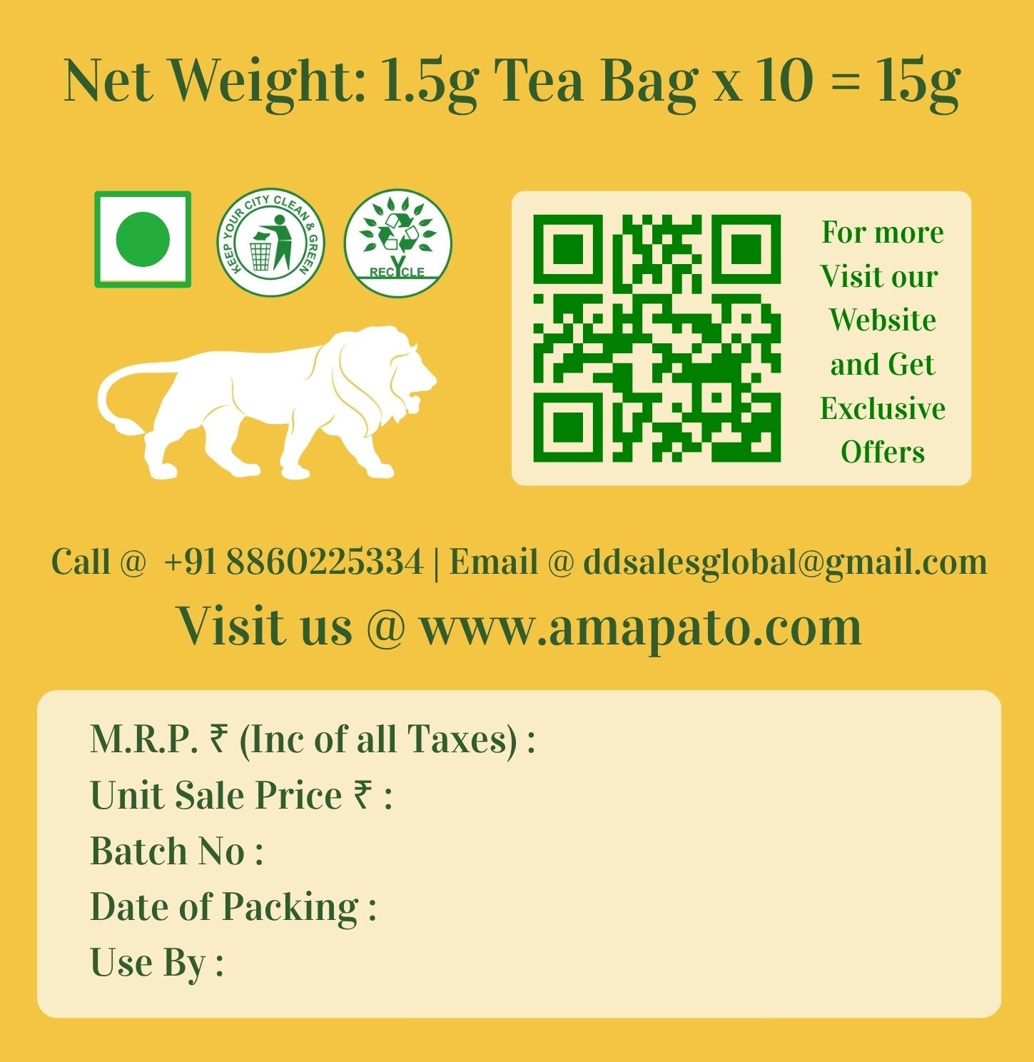 Amapato HimGreen Radiant Glow Tea – Premium Herbal Green Tea for Glowing Skin, Detox & Daily Wellness (10 Tea Bags)