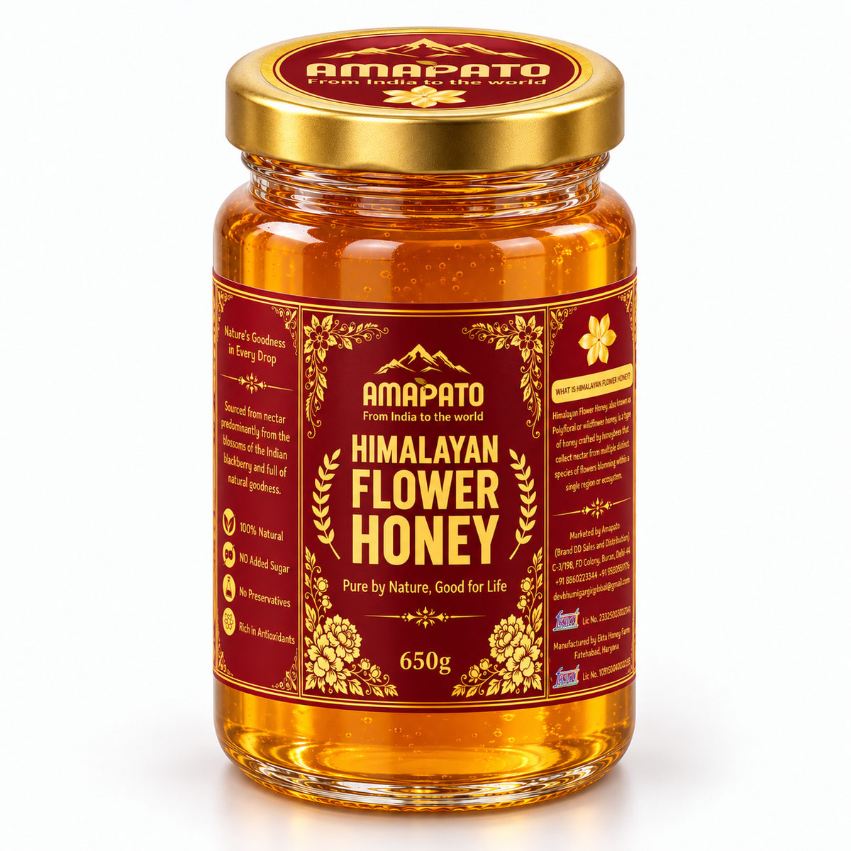 Amapato Himalayan Flower Honey 650g (100% Natural, No Added Sugar, No Preservatives)
