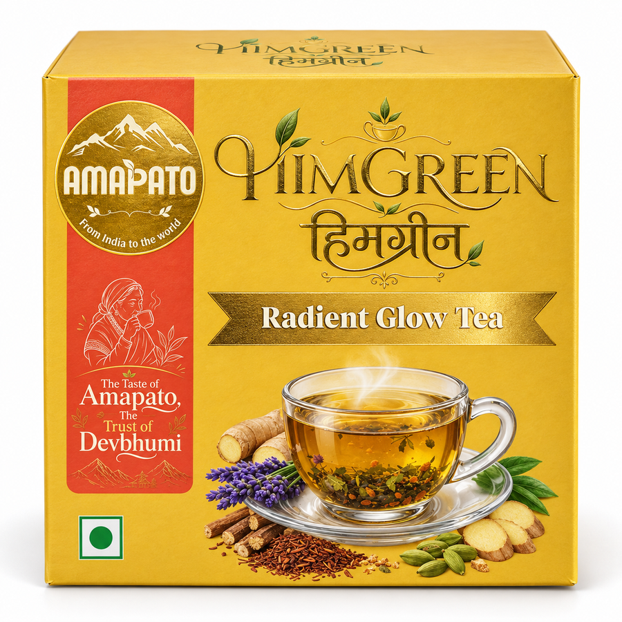 Amapato HimGreen Radiant Glow Tea – Premium Herbal Green Tea for Glowing Skin, Detox & Daily Wellness (10 Tea Bags)