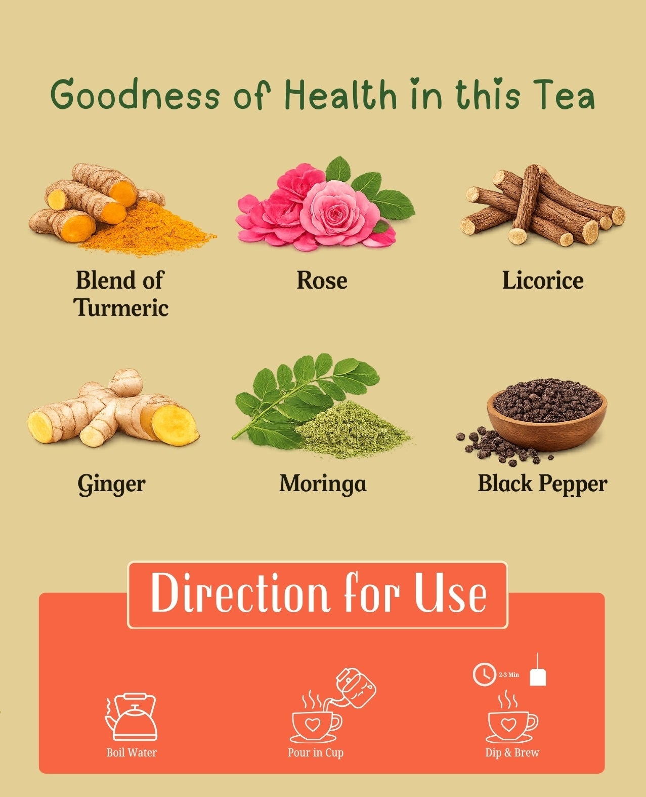 HIMGREEN Golden Turmeric Tea – Golden Herbal Wellness Blend